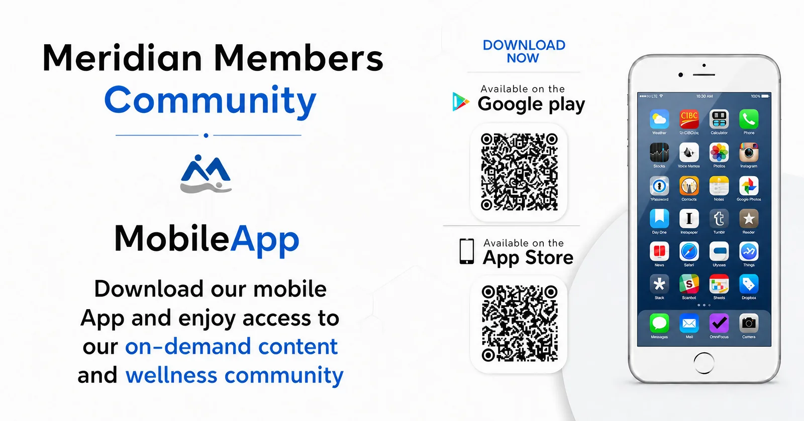 Download the Meridian Members app on Google Play or the App Store