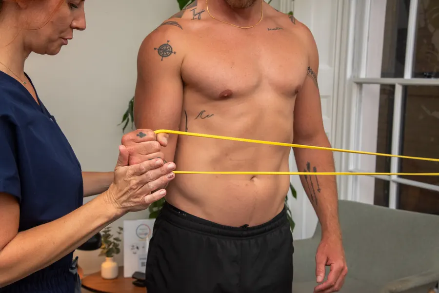 Resistance-band strength work at Meridian, Southampton